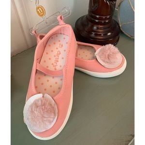 Carters girls NWT pink pompom slip on sneaker. Sz 11